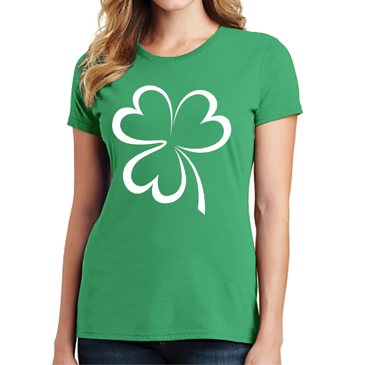 Women's St. Patrick's Day Lucky T-Shirts - Single Clover - L