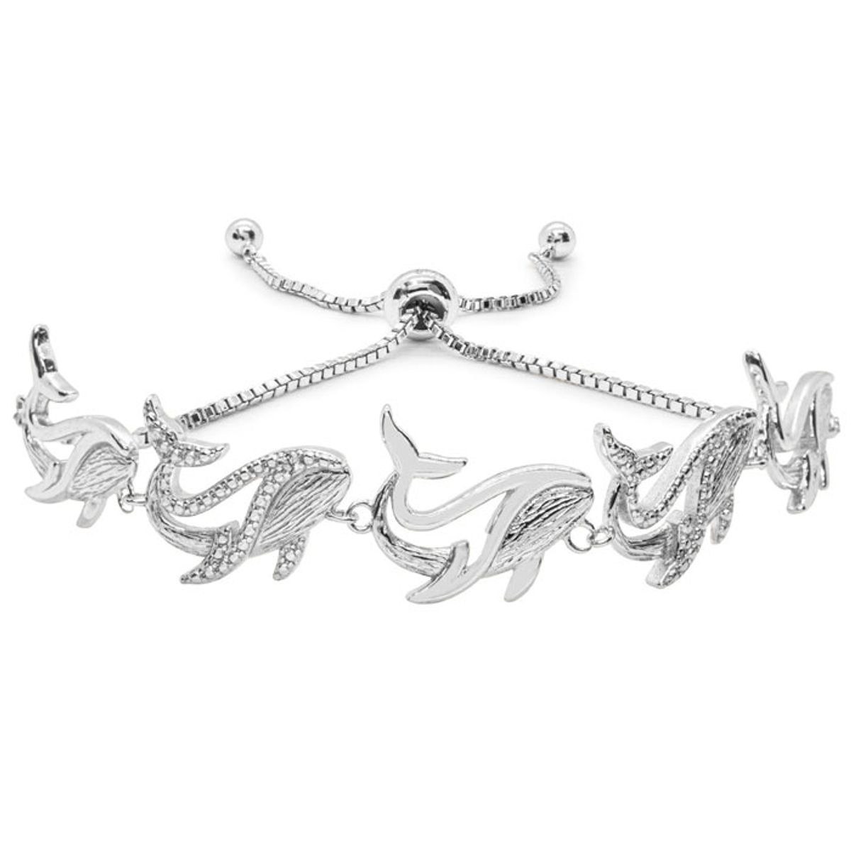Diamond Accent Animal Adjustable Bolo Bracelet - Diamond Accent Whale Bolo Bracelet