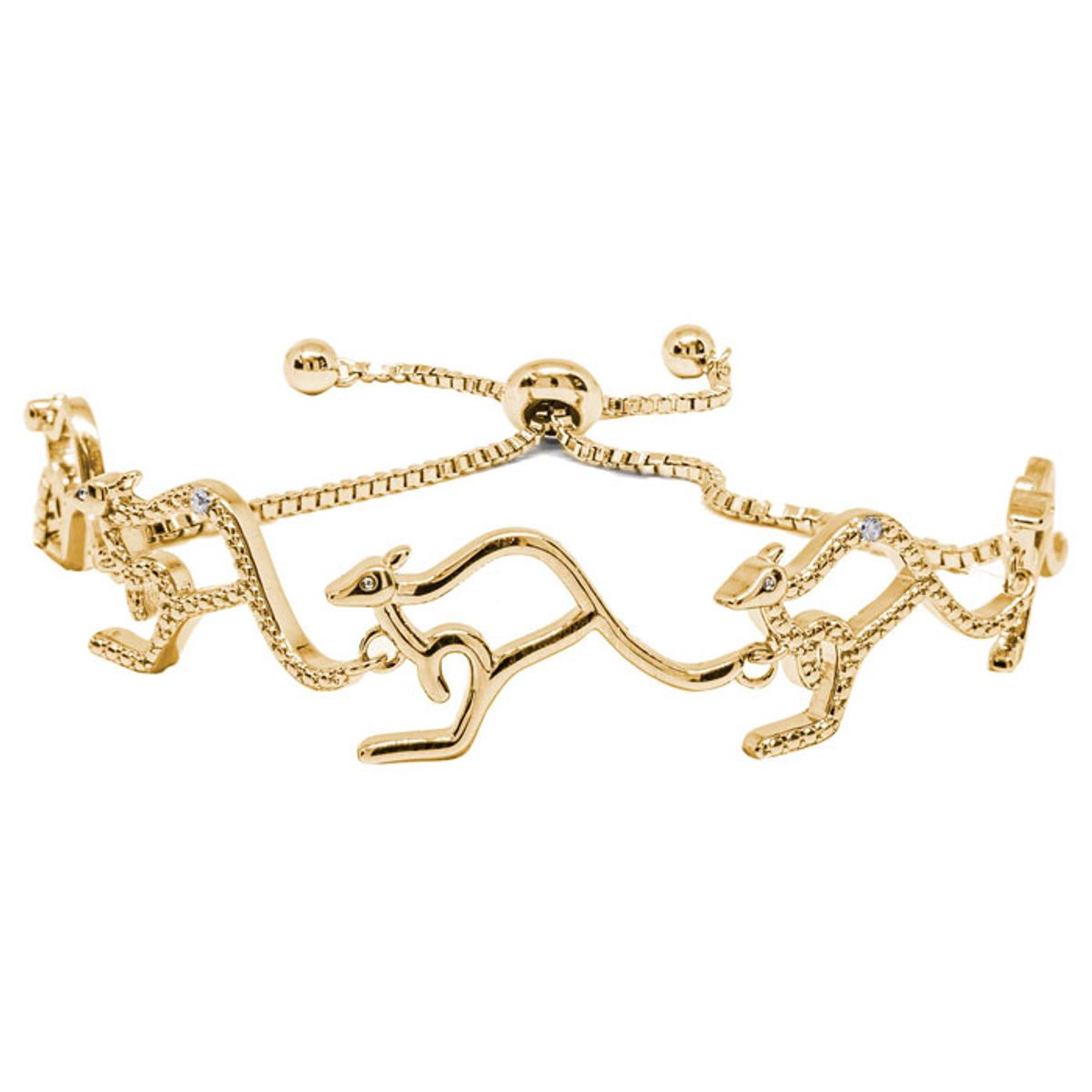 Diamond Accent Animal Adjustable Bolo Bracelet - Diamond Accent Kangaroo Bolo Bracelet YG