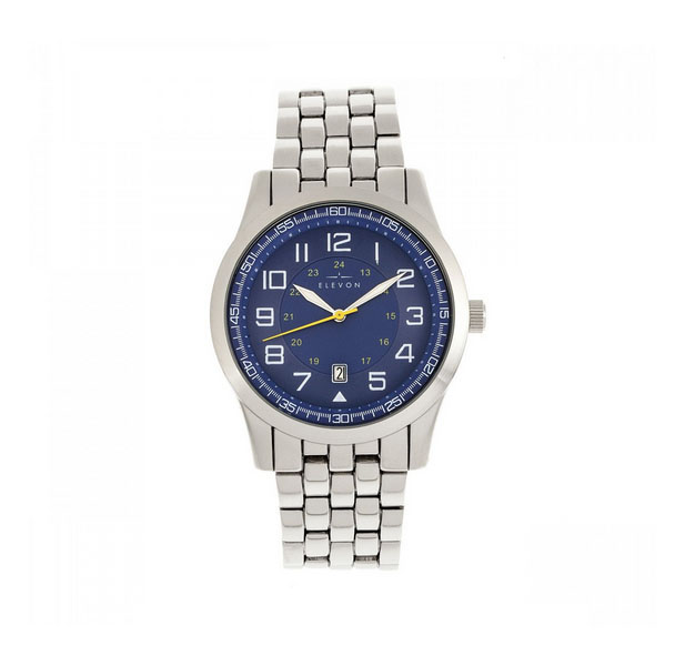 Elevon Garrison Men's Bracelet Watch with Date - Blue Face / Silver Band