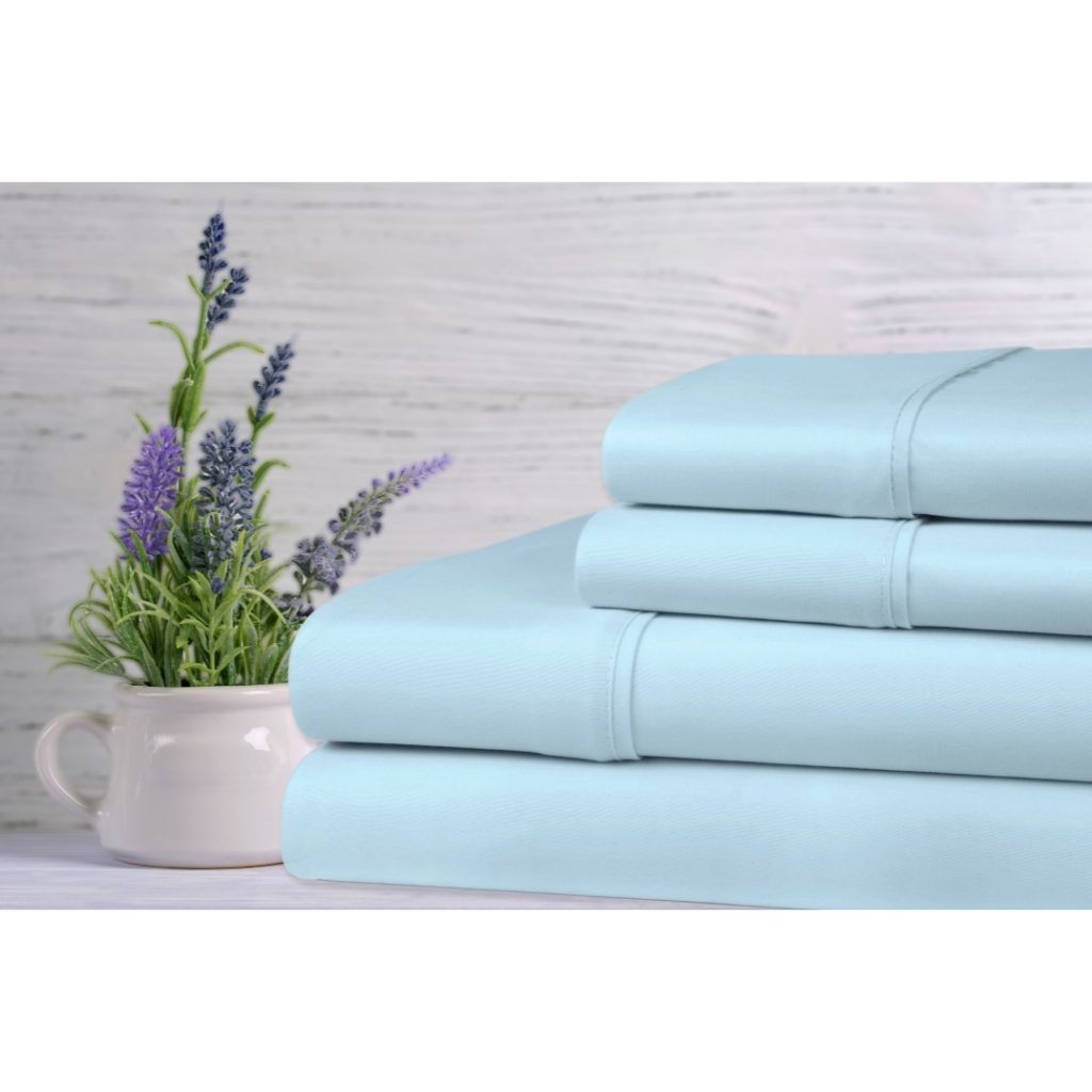 Lavender Scented Bamboo 4-Piece Sheet Set - Twin - Aqua