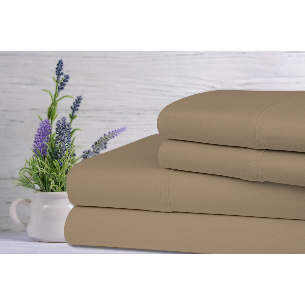 Lavender Scented Bamboo 4-Piece Sheet Set - Twin - Taupe