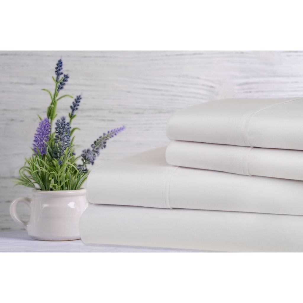 Lavender Scented Bamboo 4-Piece Sheet Set - King - White
