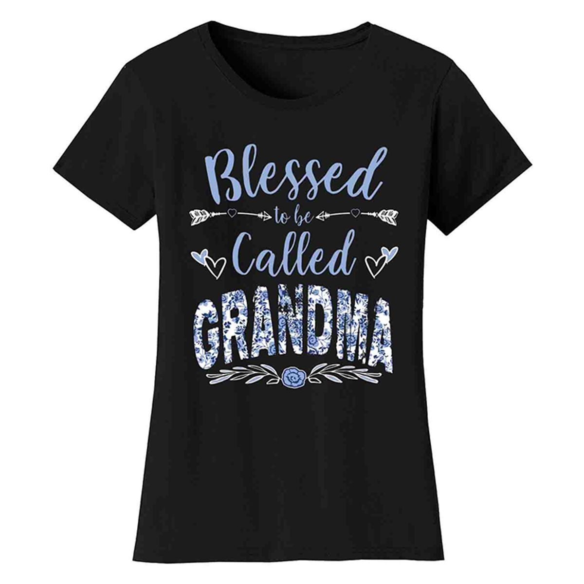 Women's Floral Mother's Day T-Shirts - Grandma - Black / S