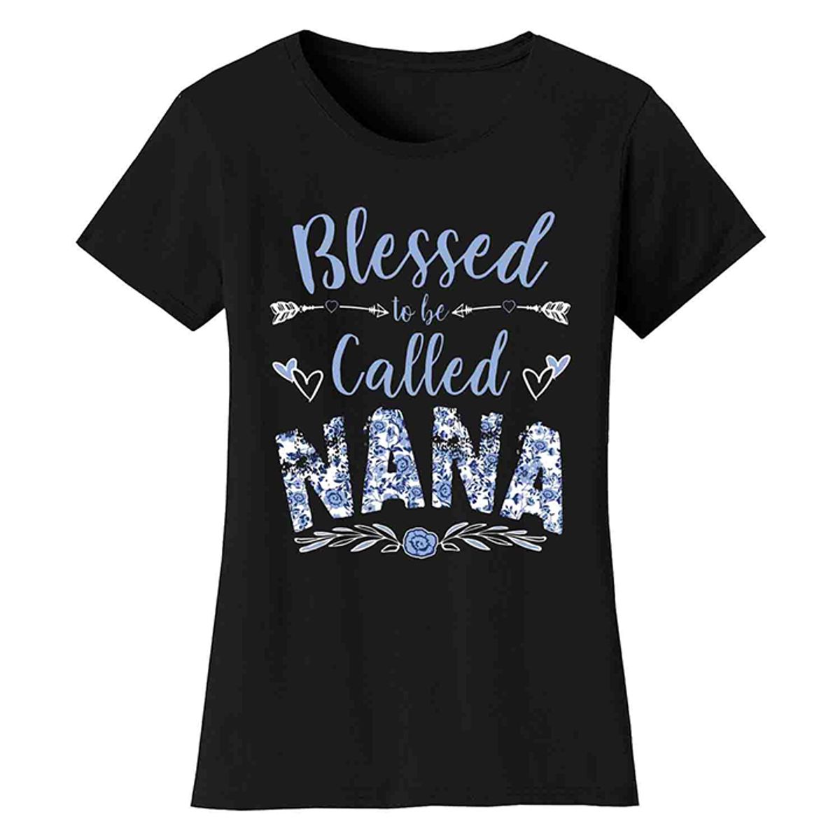 Women's Floral Mother's Day T-Shirts - Nana - Black / S