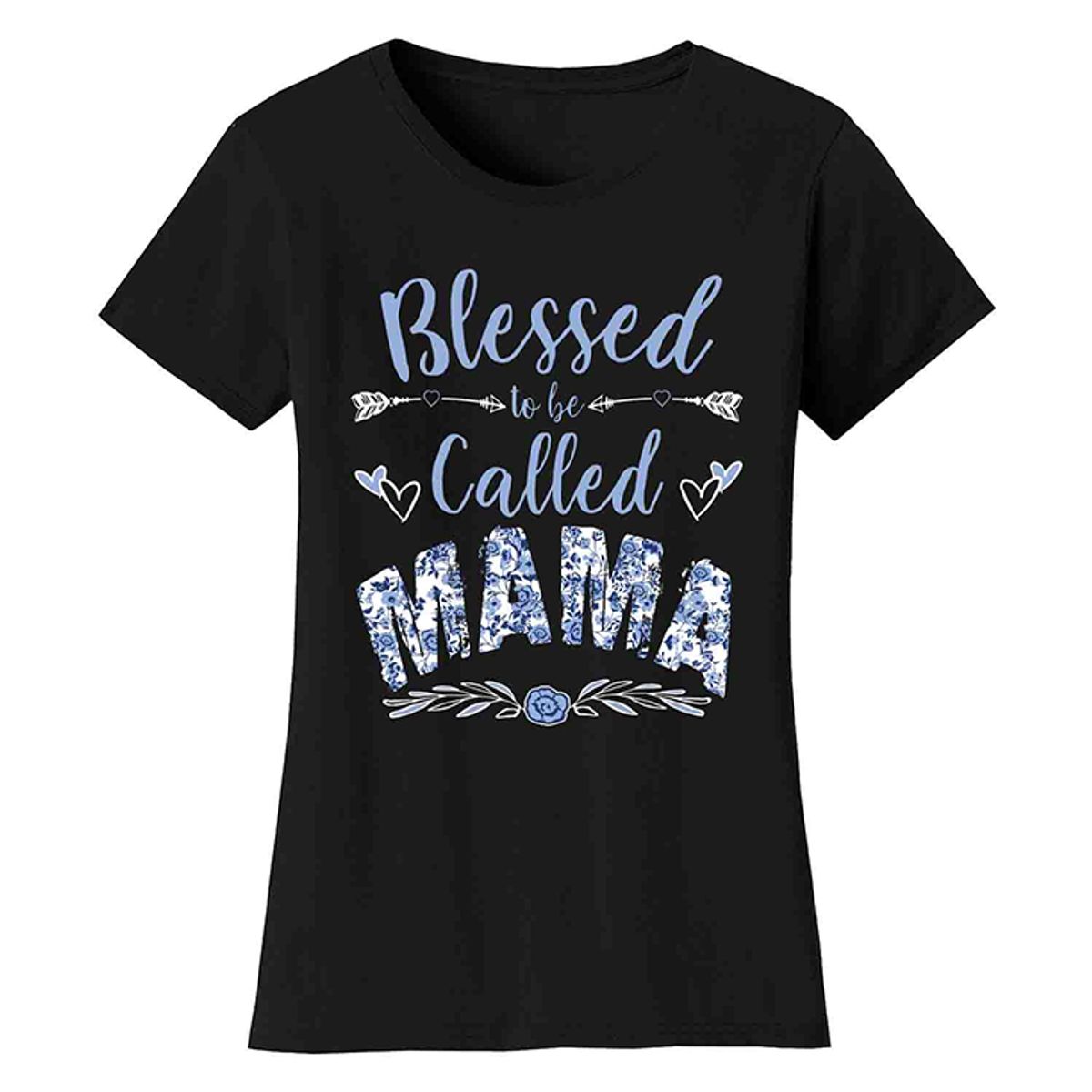 Women's Floral Mother's Day T-Shirts - Mama - Black / S