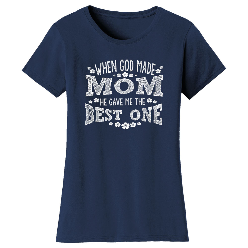 Greatest Blessing Mother's Day T-Shirt - MOM He gave Me The Best One - Navy / 2XL