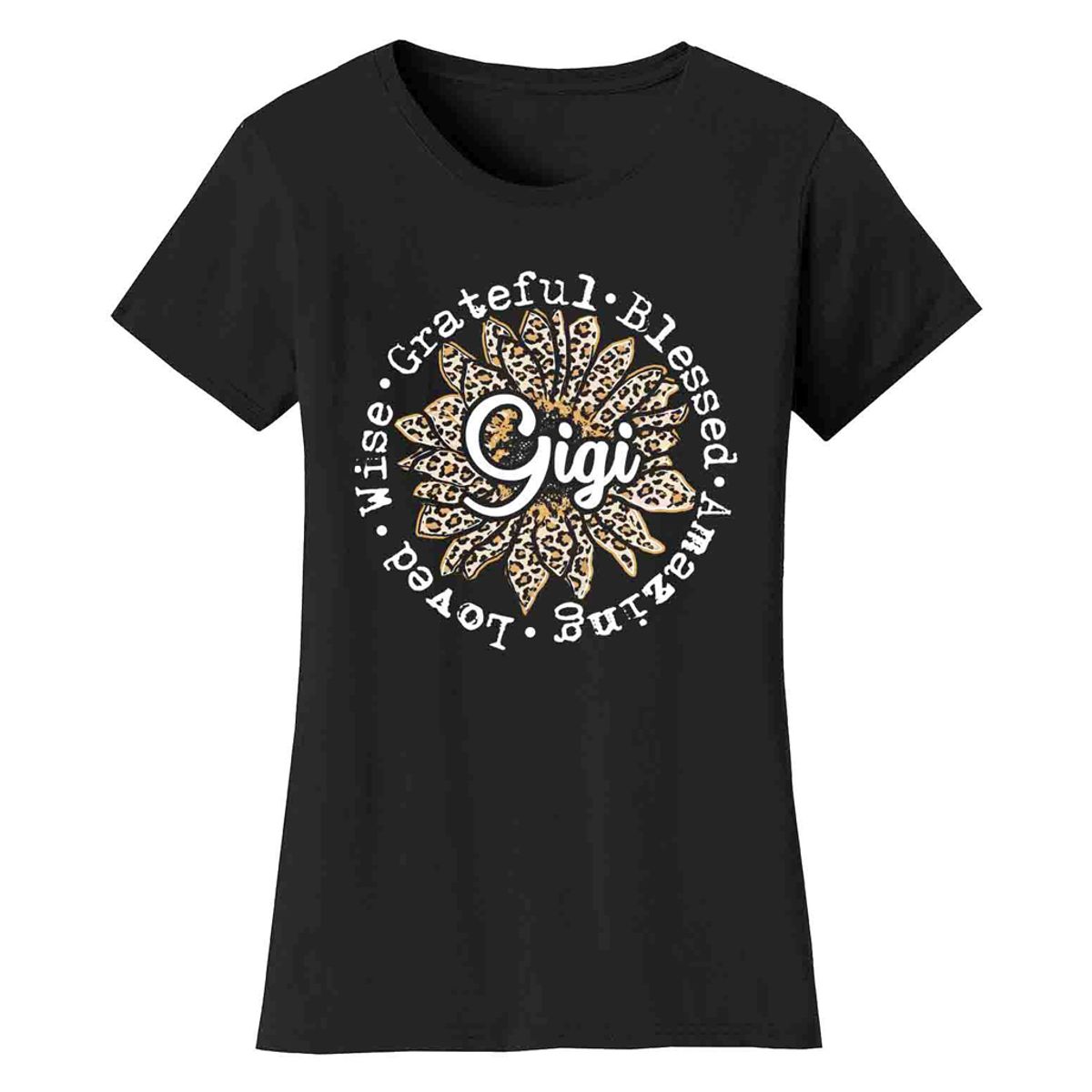 Leopard Sunflower Mother's Day T-Shirts - Women's Leopard Sunflower Mother's Day T-Shirts - Gigi - Black / S