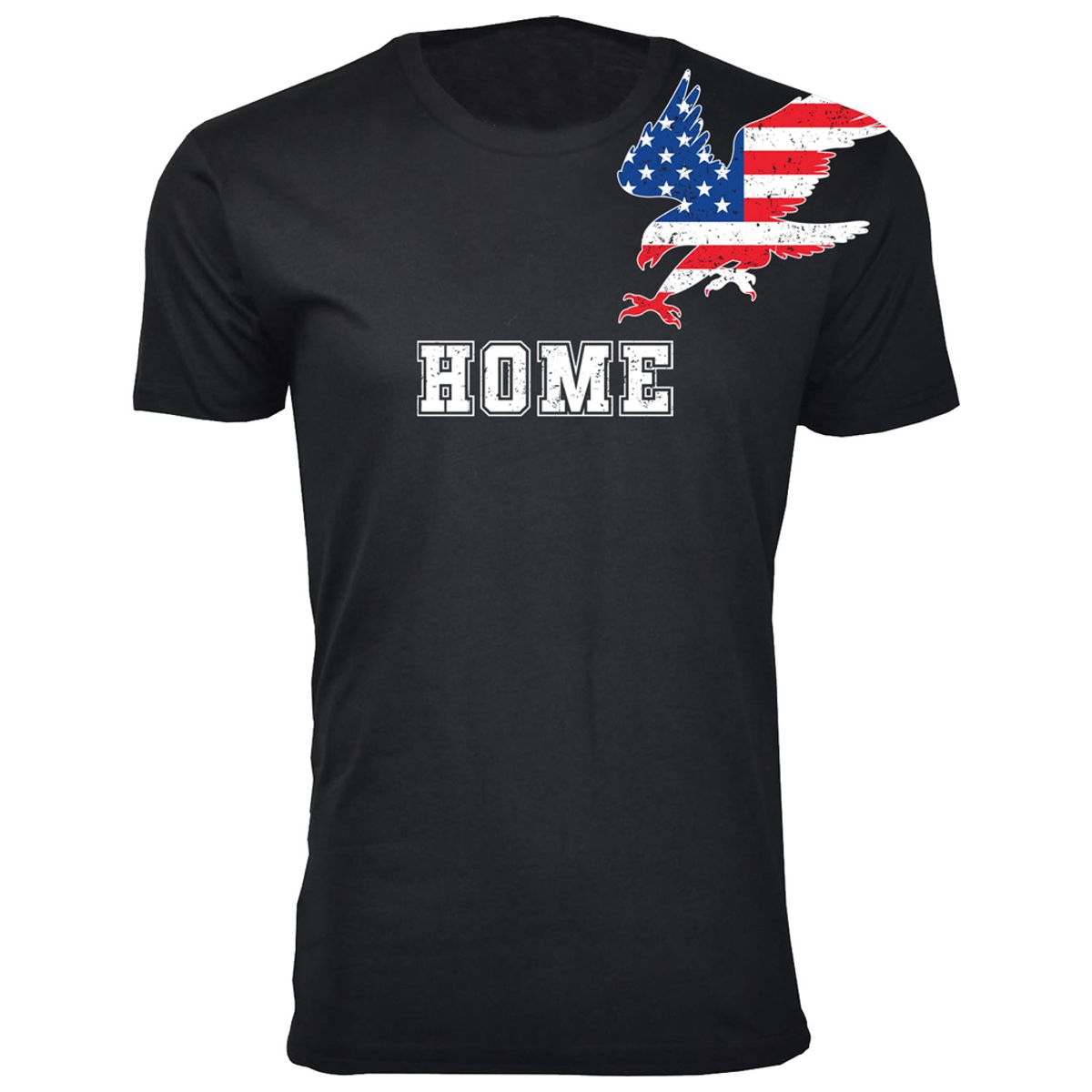 Men's 4th of July Themed T-Shirts - Eagle USA Flag Shoulder Home - Black / 2XL