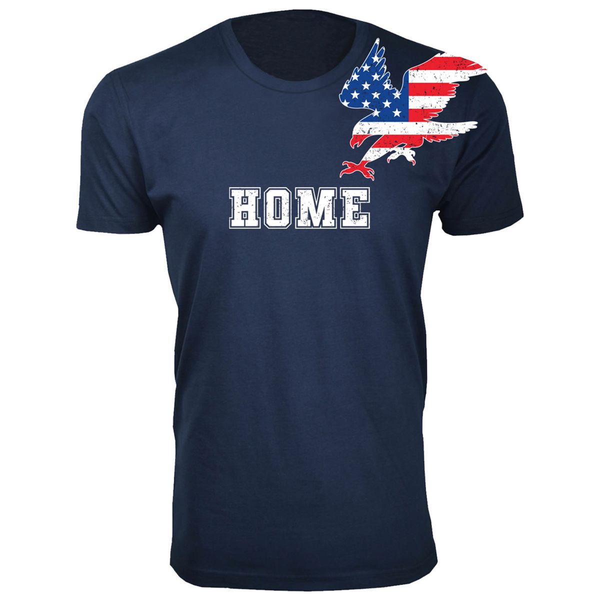 Men's 4th of July Themed T-Shirts - Eagle USA Flag Shoulder Home - Navy / 3XL