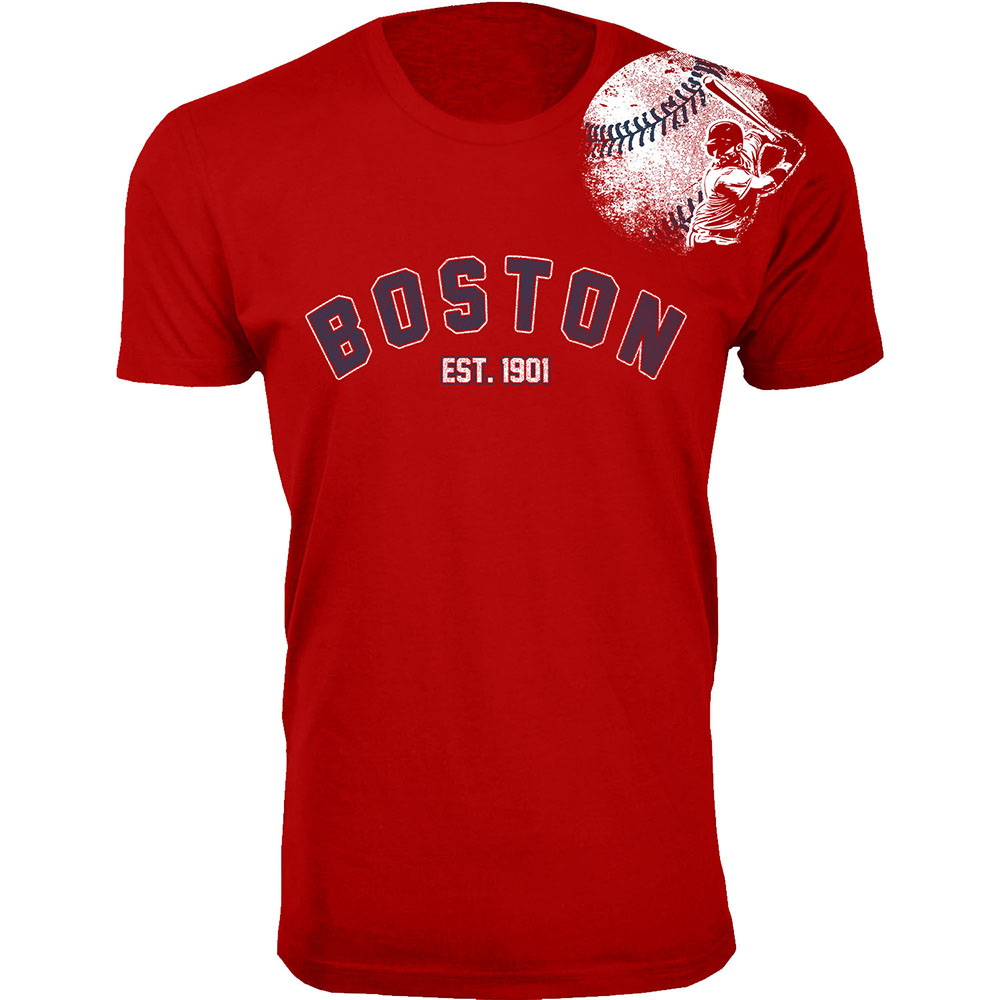 Men's Batter-up Baseball T-Shirt - Boston - Red / 2XL