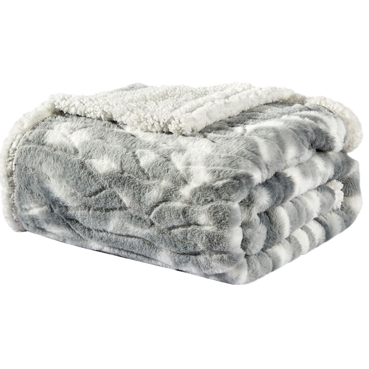 Alaska Faux Fur Sherpa Blanket - Gray