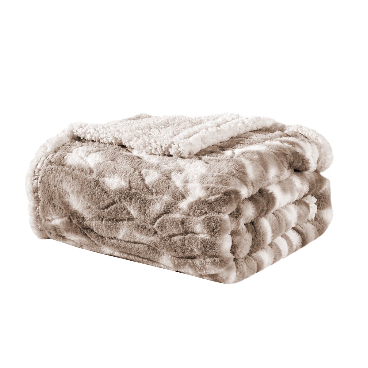 Alaska Faux Fur Sherpa Blanket - Taupe