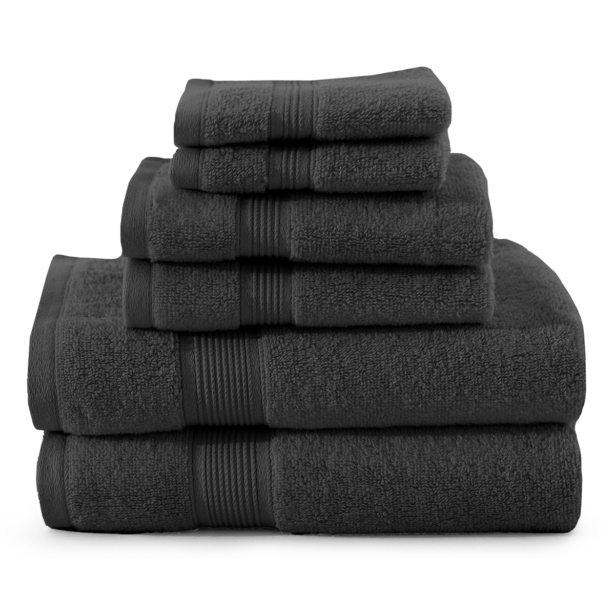 Cotton Bath Towel Set (6-Piece) - Black