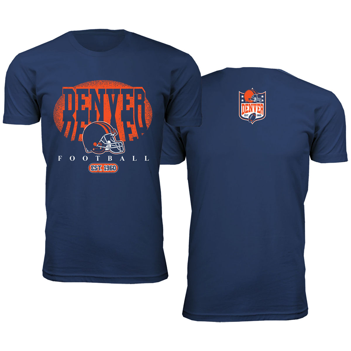 Men's Football Shadow T-Shirt - Denver - Navy / 2XL