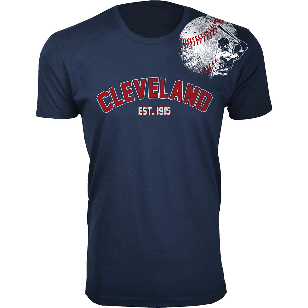 Men's Batter-up Baseball T-Shirt - Cleveland - Navy / 3XL