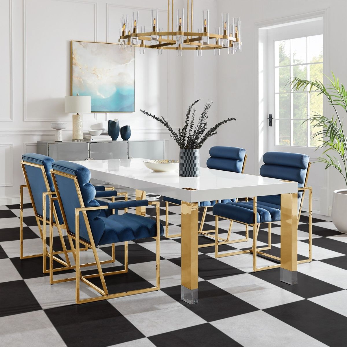 Lesly Dining Table - White/Gold