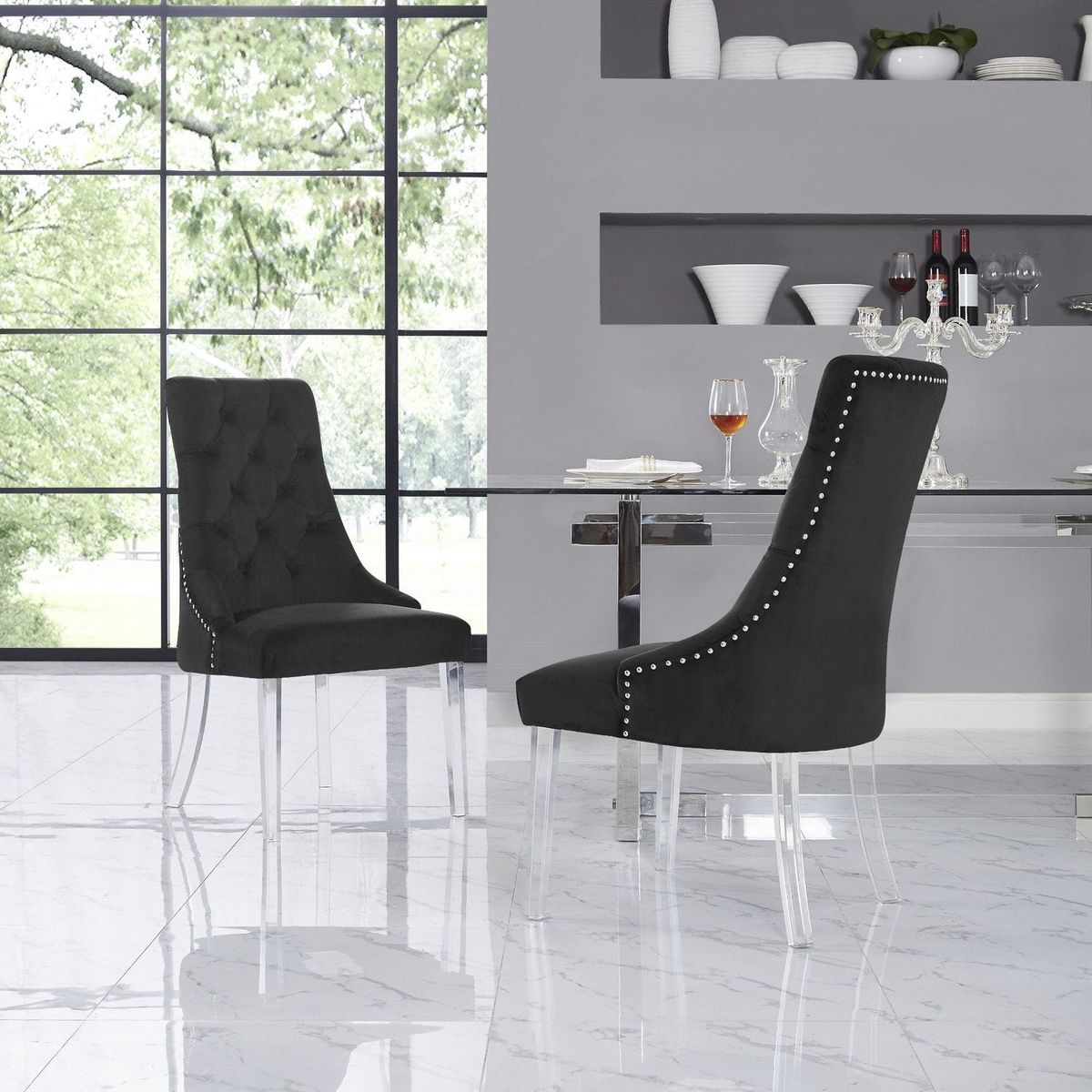 Marilyn Armless Dining Chair (Set of 2) - Velvet Black