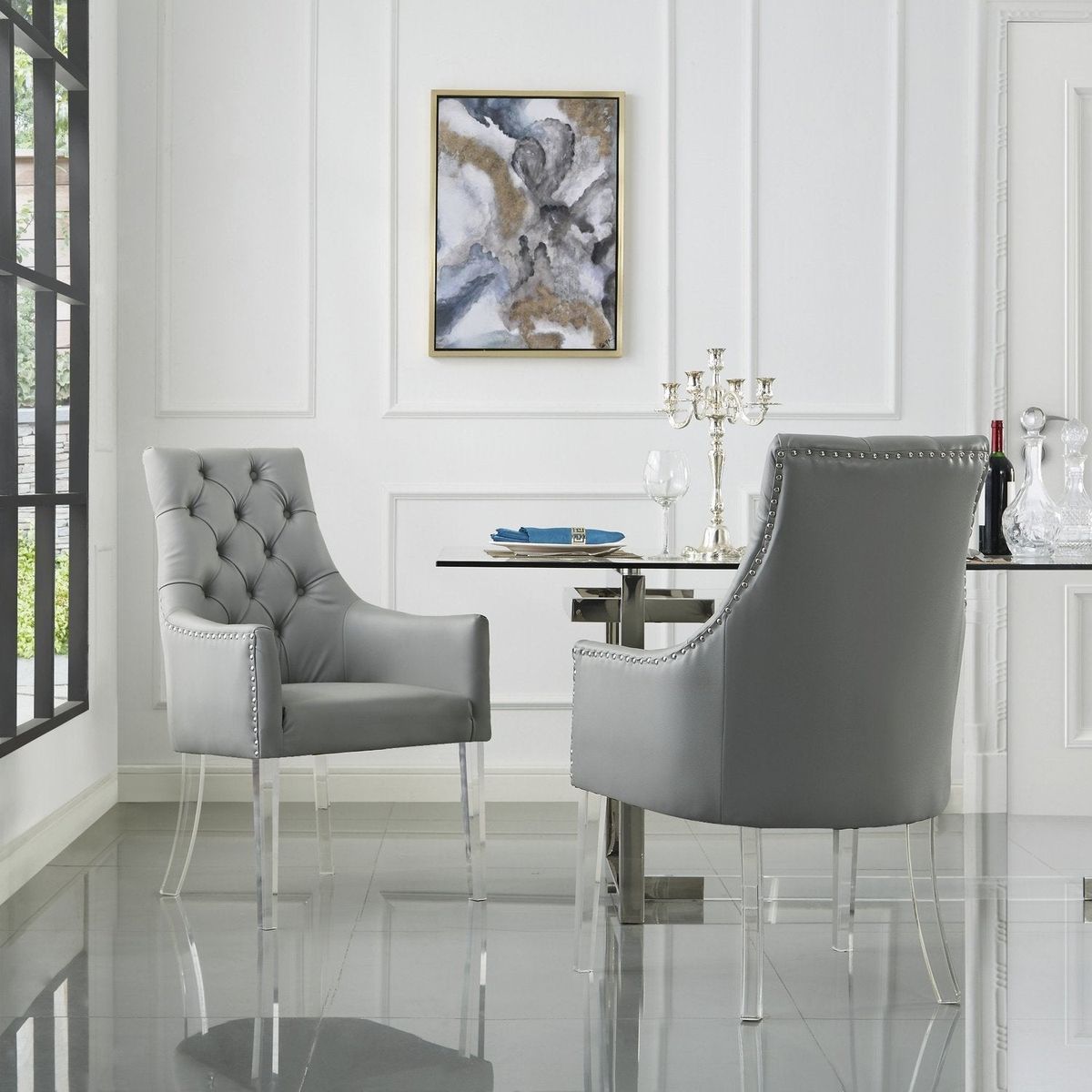 Marilyn Dining Chair (Set of 2) - Leather Grey