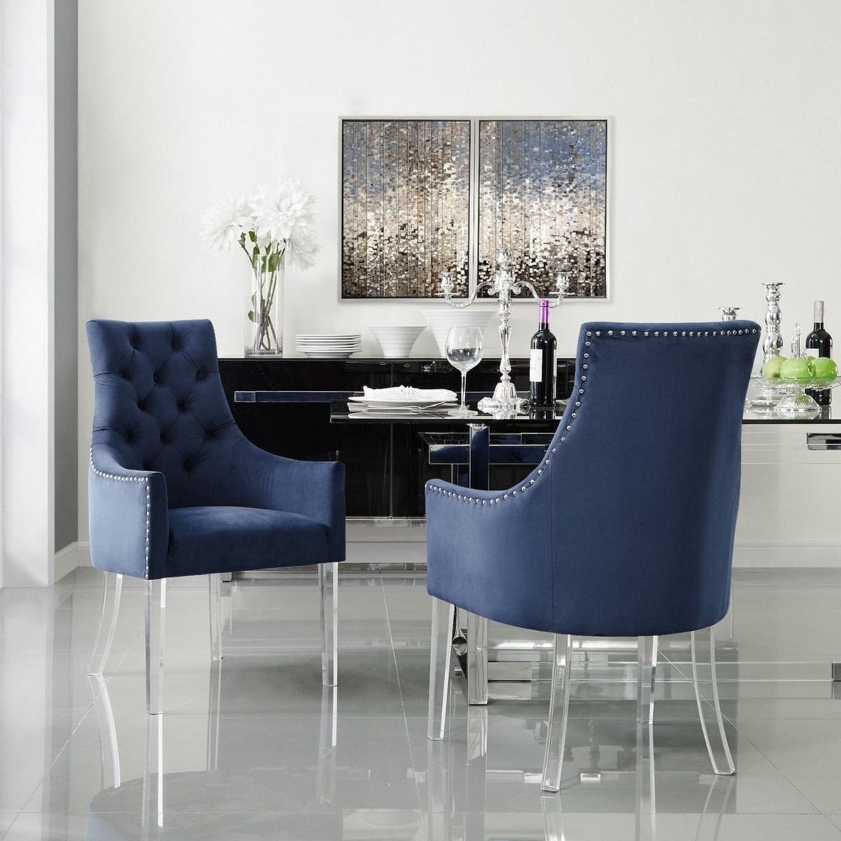 Marilyn Dining Chair (Set of 2) - Velvet Navy