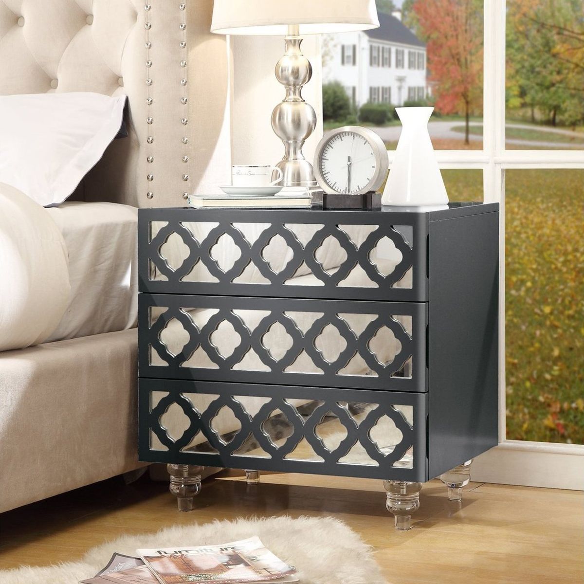 Inspired Home Pablo Side Table - Dark Grey