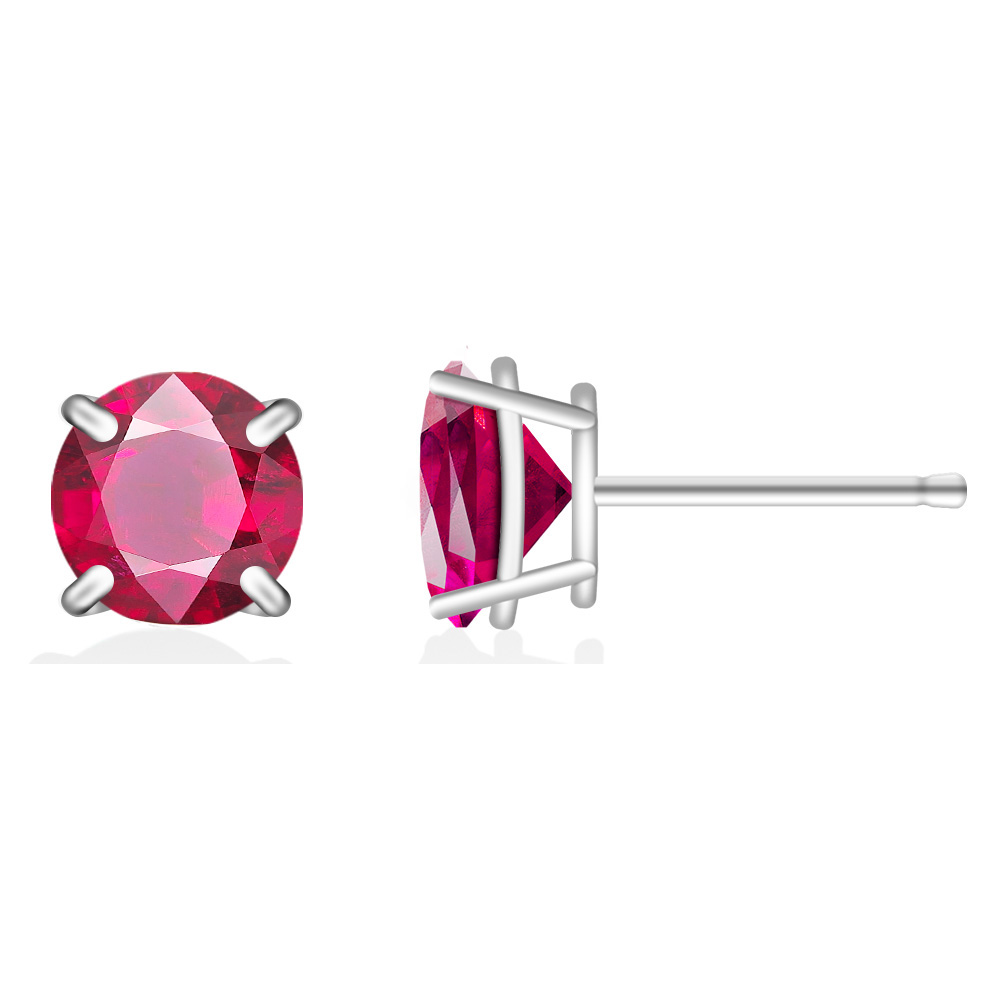 Round Stud .925 Sterling Silver Lab-Created 2ct. Birthstone Earrings - January/Garnet