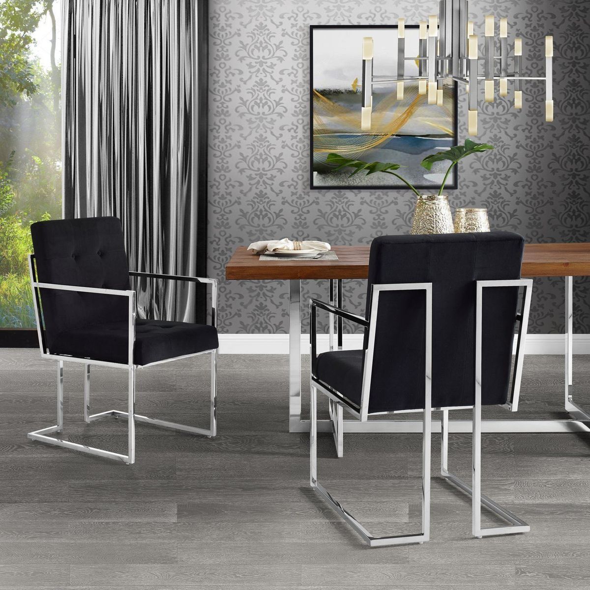 Vanderbilt Dining Chair (Set of 2) - Velvet Black