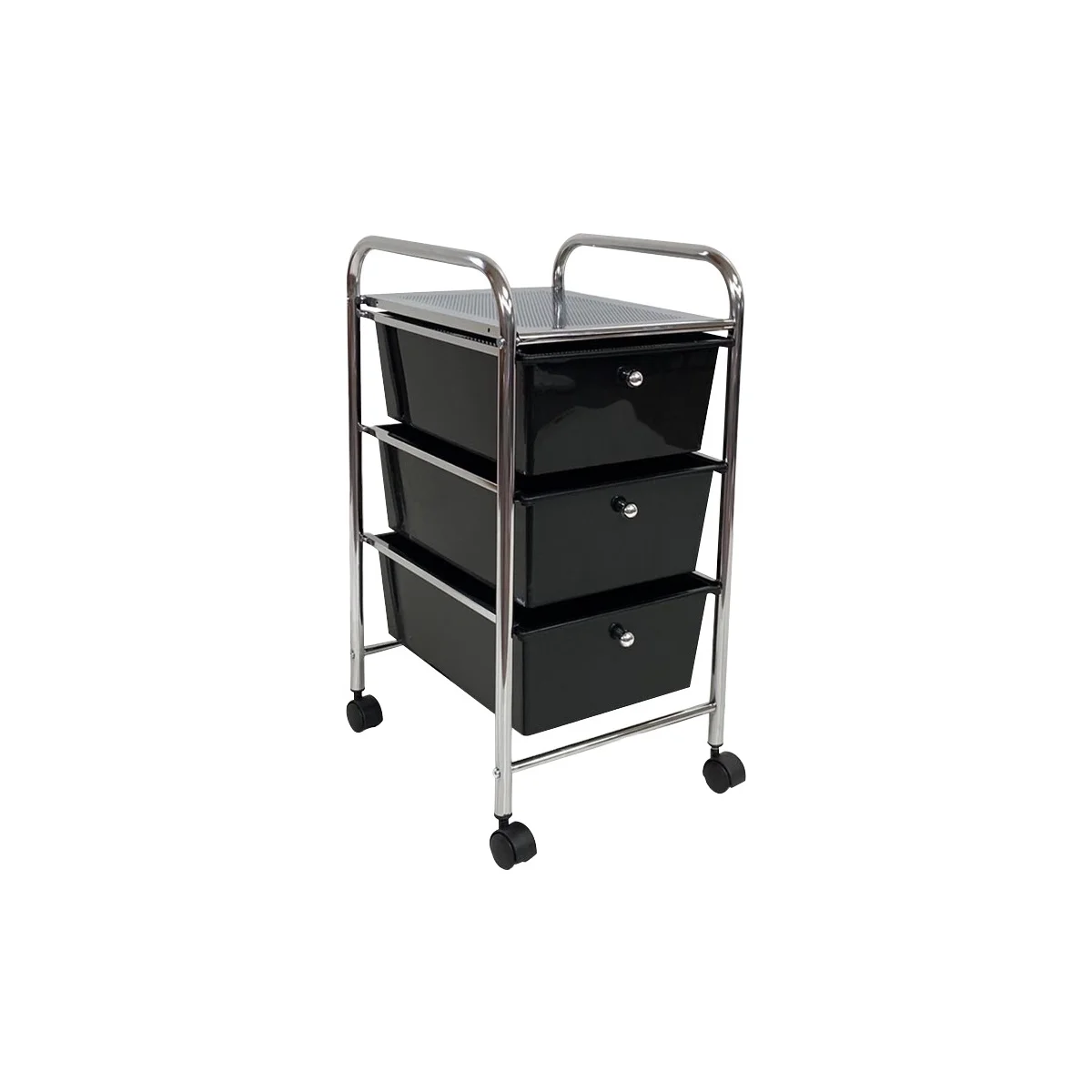 Rolling Storage Cart Organizer  - 3-Drawer Chrome/Black