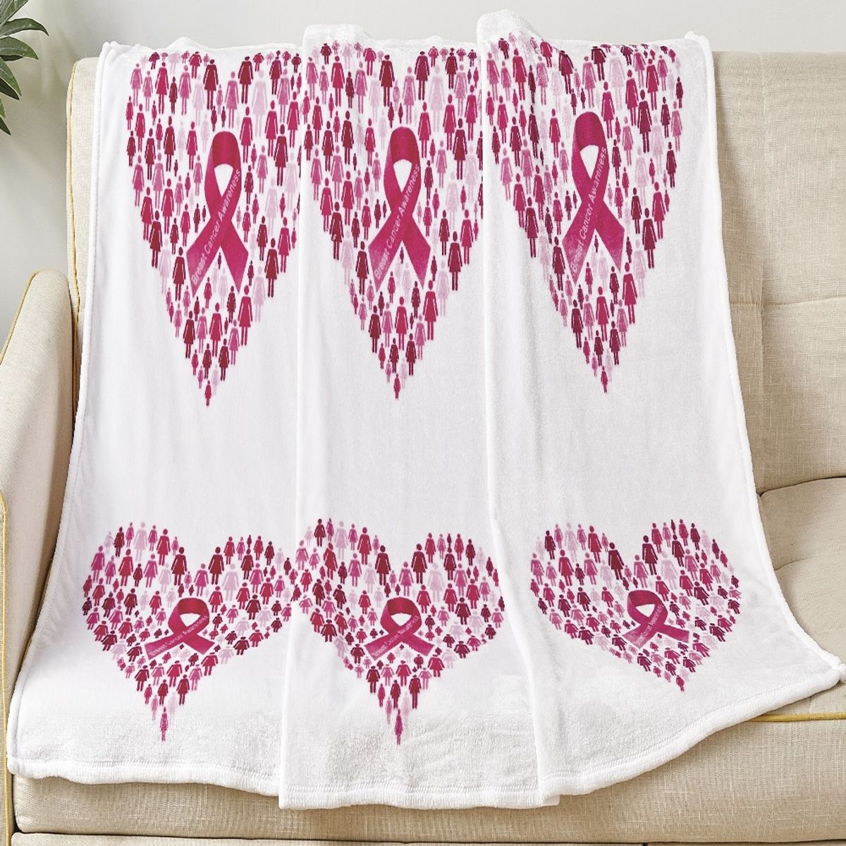50 x 70-Inch Cancer Awareness Throw Blanket - Together We Rise 50x70 Cancer Awareness
