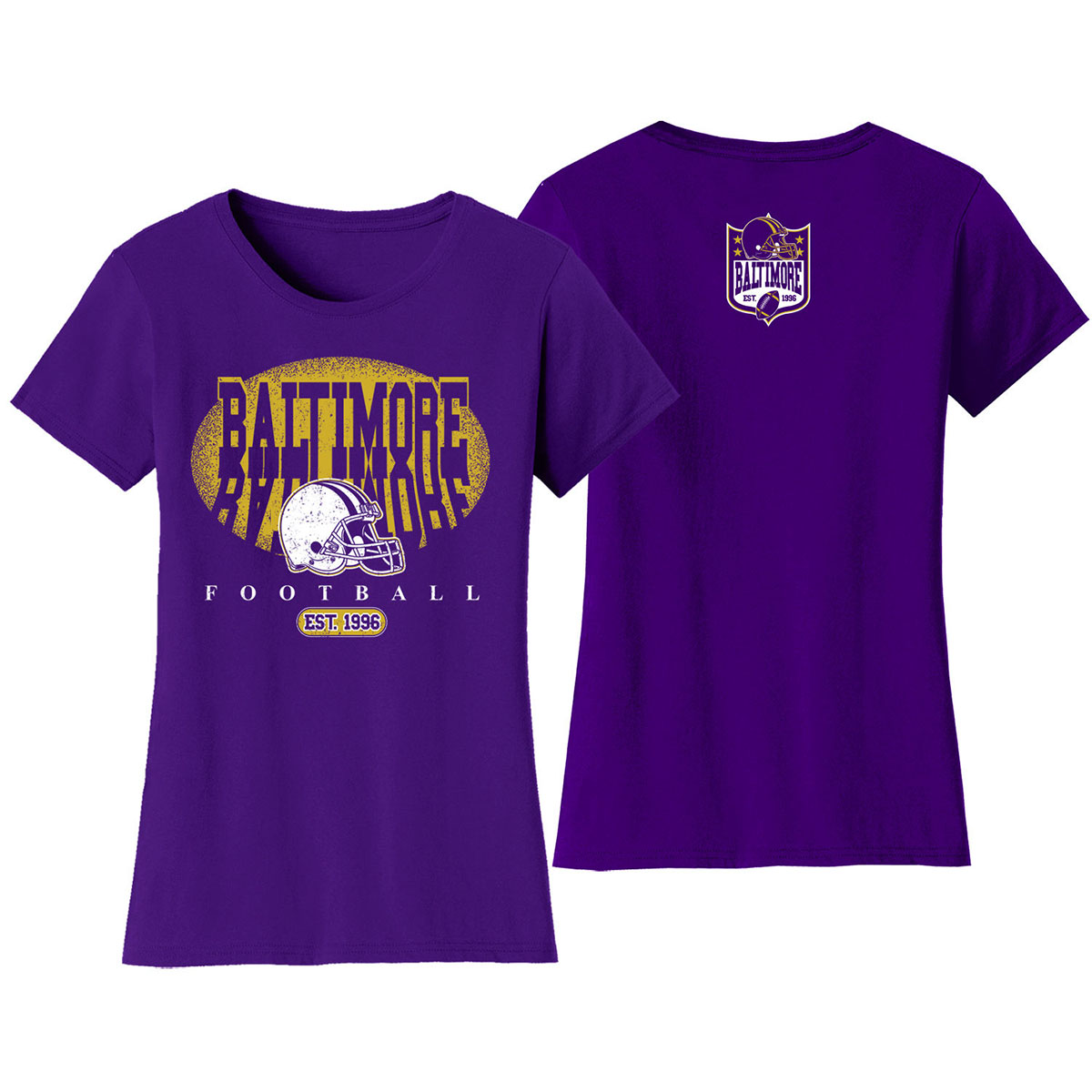 Women's Football Shadow T-Shirt - Baltimore - Purple / S