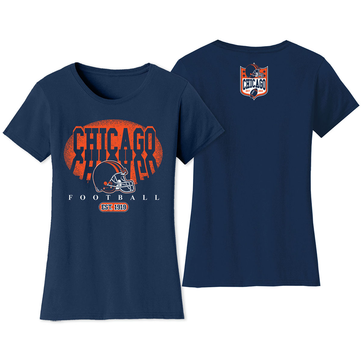 Women's Football Shadow T-Shirt - Chicago - Navy / S
