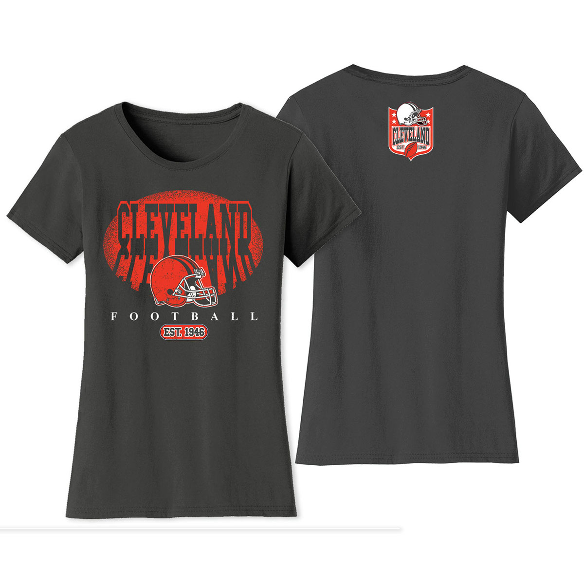 Women's Football Shadow T-Shirt - Cleveland - Charcoal / S
