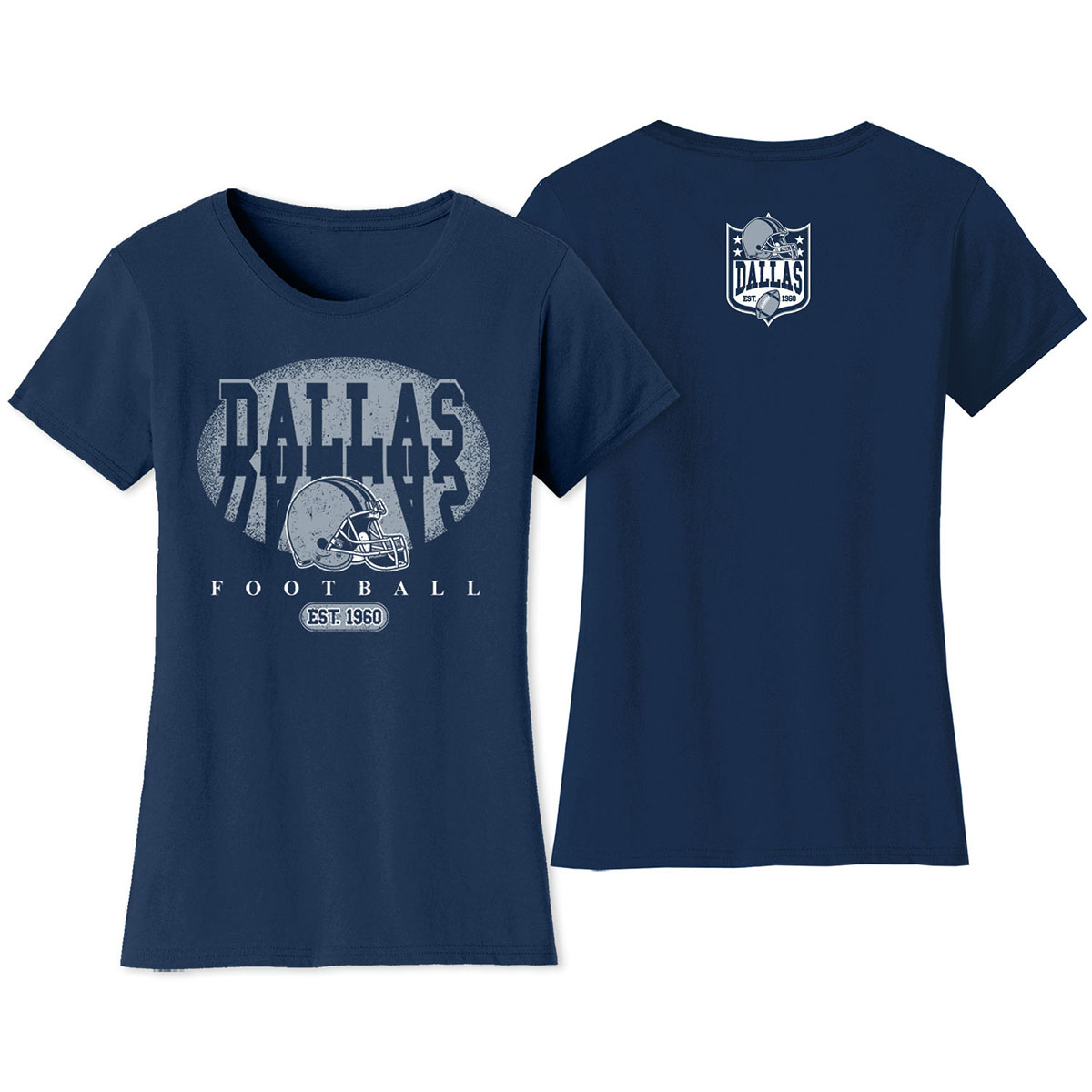 Women's Football Shadow T-Shirt - Dallas - Navy / S