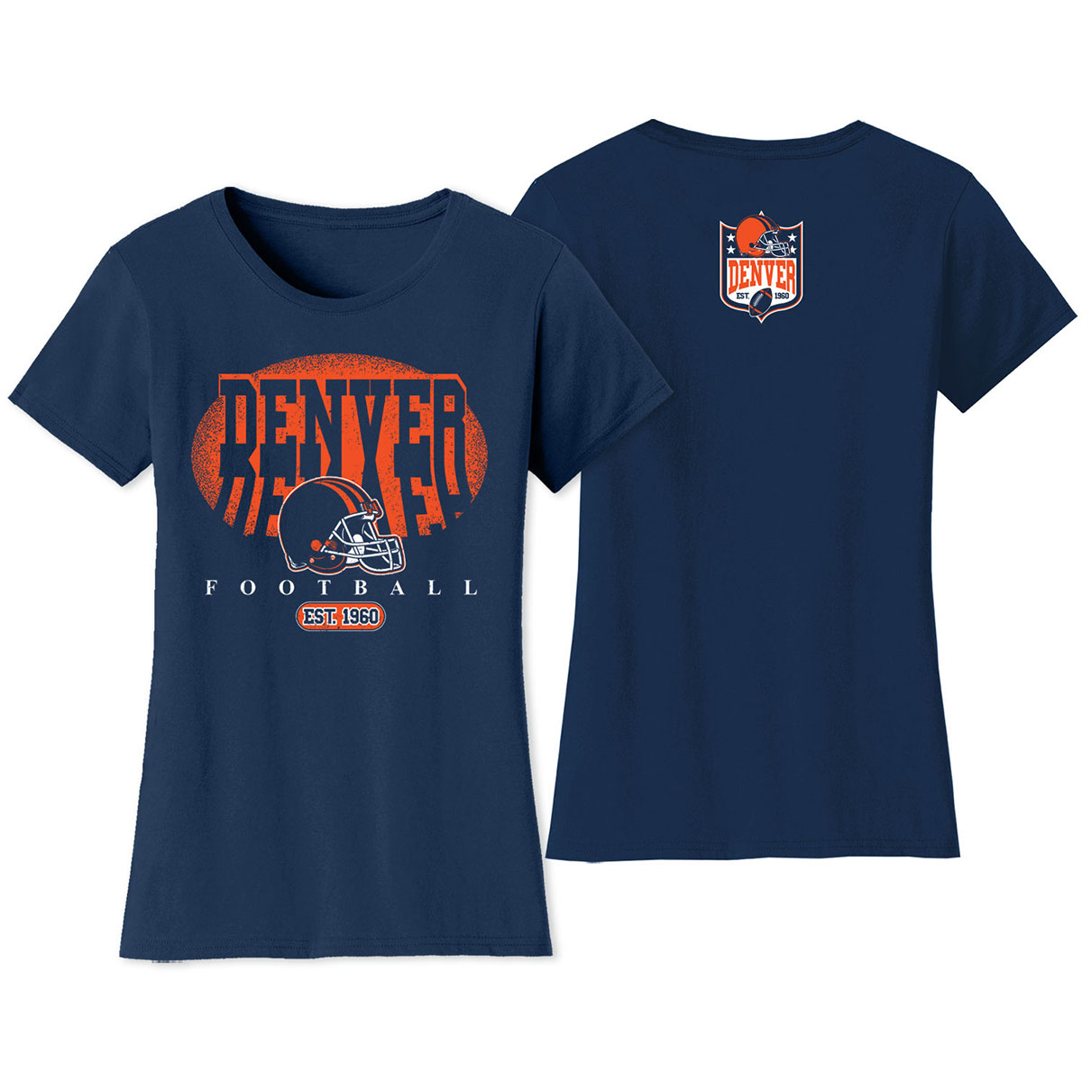 Women's Football Shadow T-Shirt - Denver - Navy / S