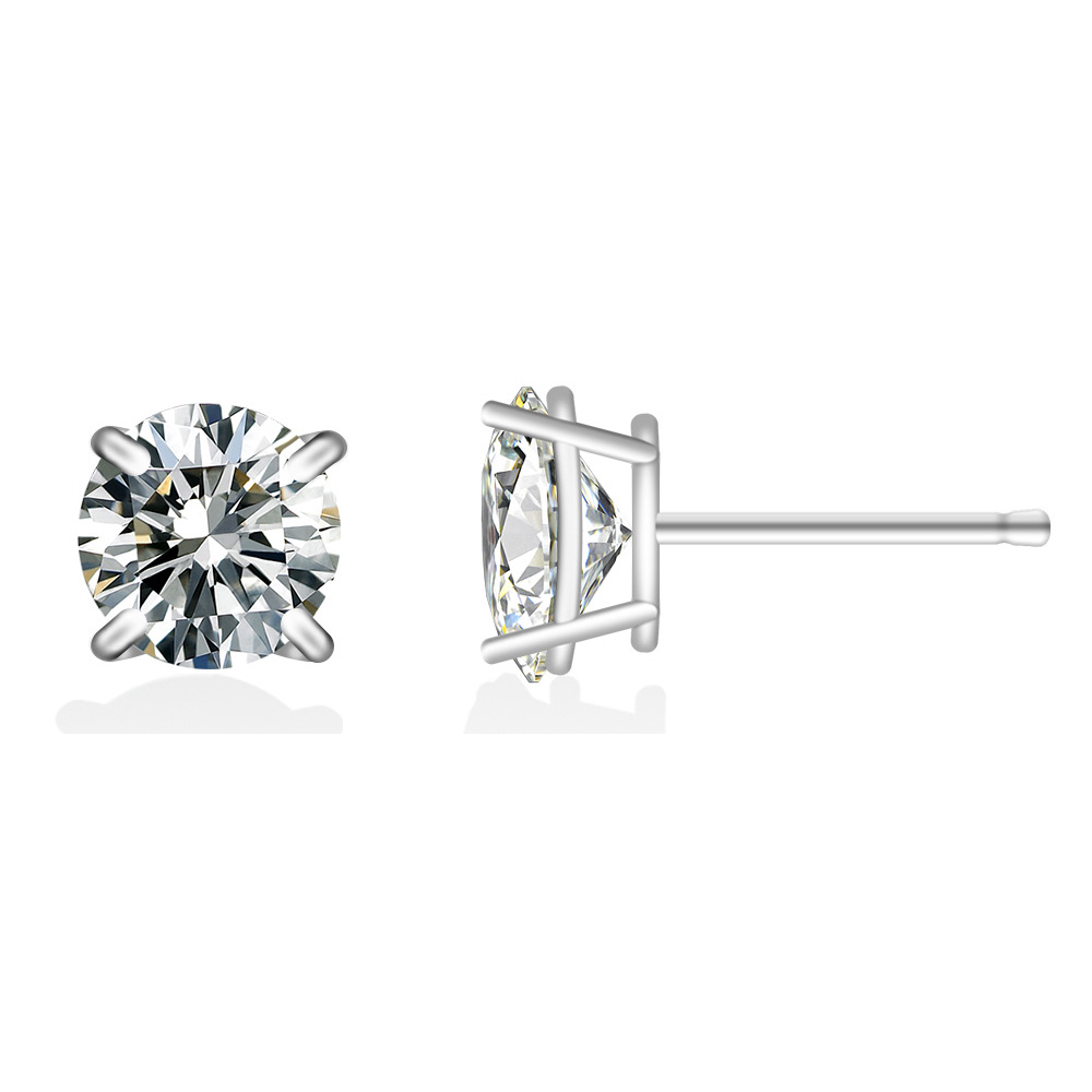 Round Stud .925 Sterling Silver Lab-Created 2ct. Birthstone Earrings - April/White Topaz