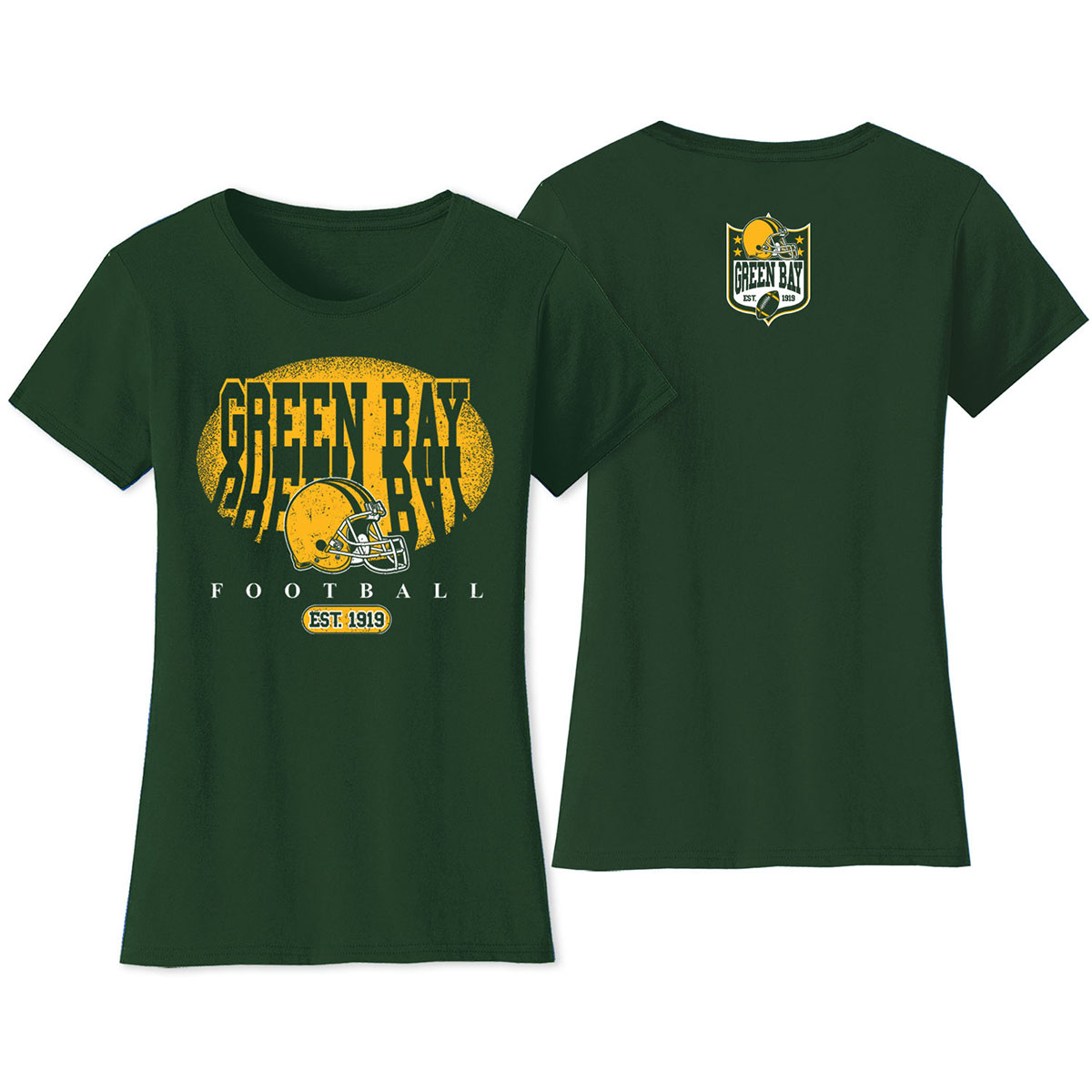 Women's Football Shadow T-Shirt - Green Bay - F.Green / S