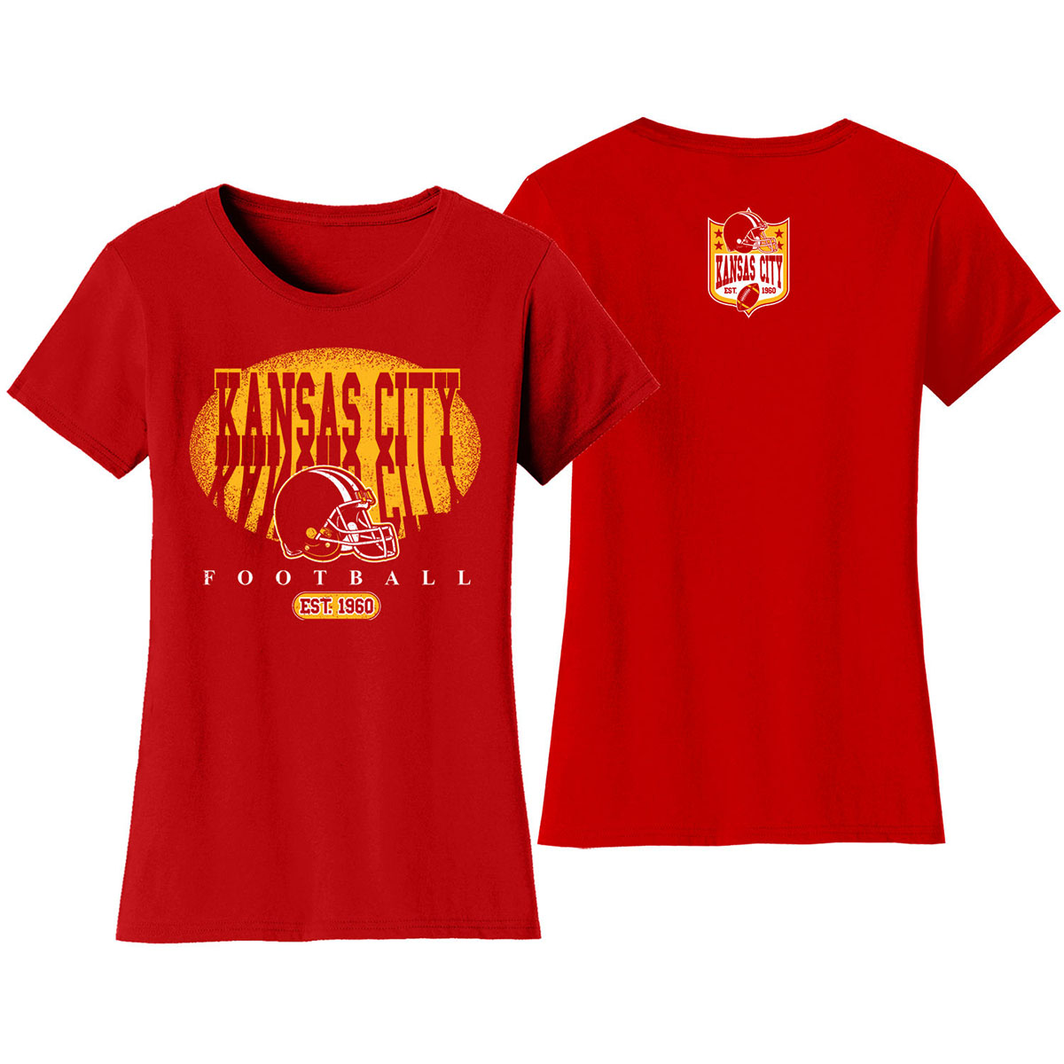 Women's Football Shadow T-Shirt - Kansas City - Red / S