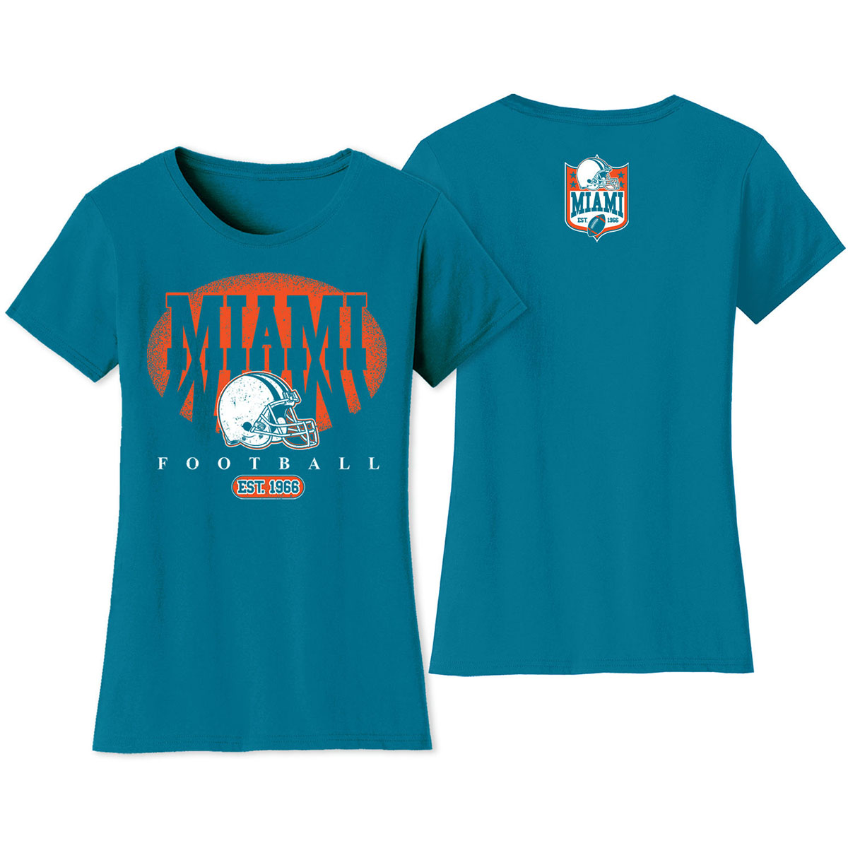 Women's Football Shadow T-Shirt - Miami - Aqua / S