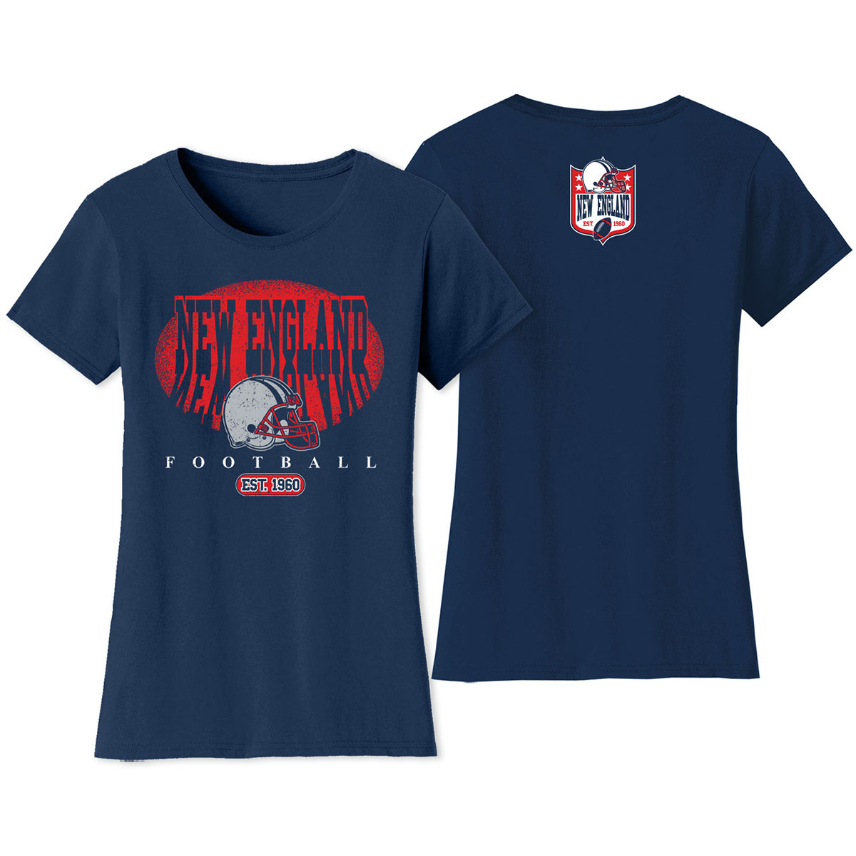 Women's Football Shadow T-Shirt - New England - Navy / S