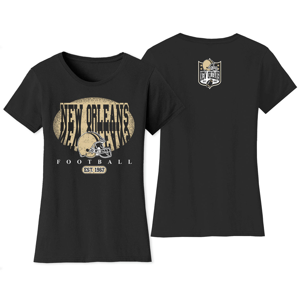 Women's Football Shadow T-Shirt - New Orleans - Black / S
