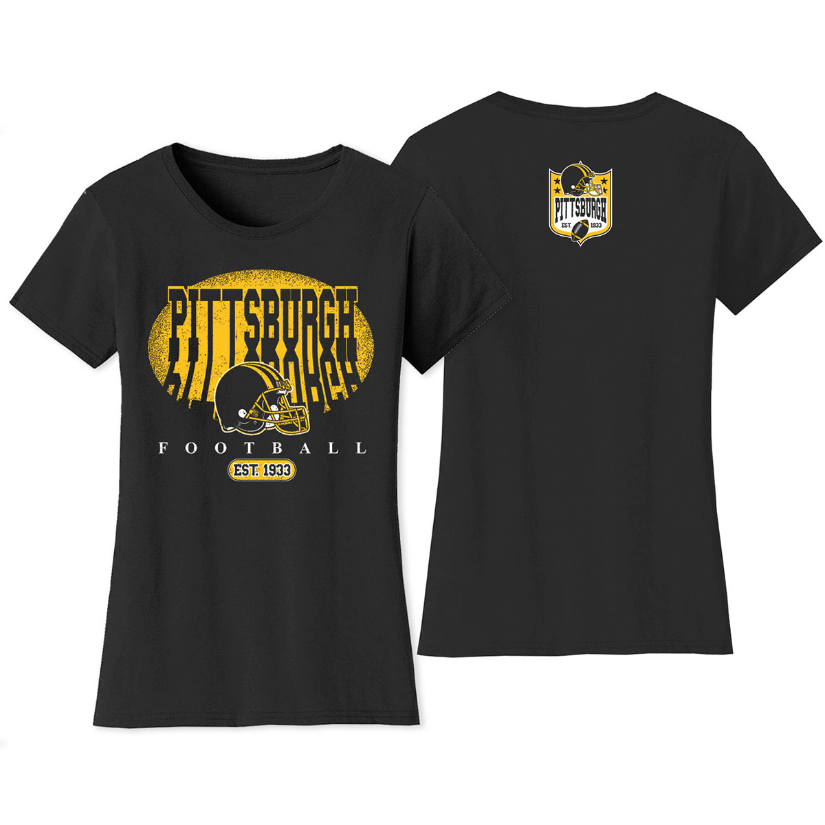 Women's Football Shadow T-Shirt - Pittsburgh - Black / S