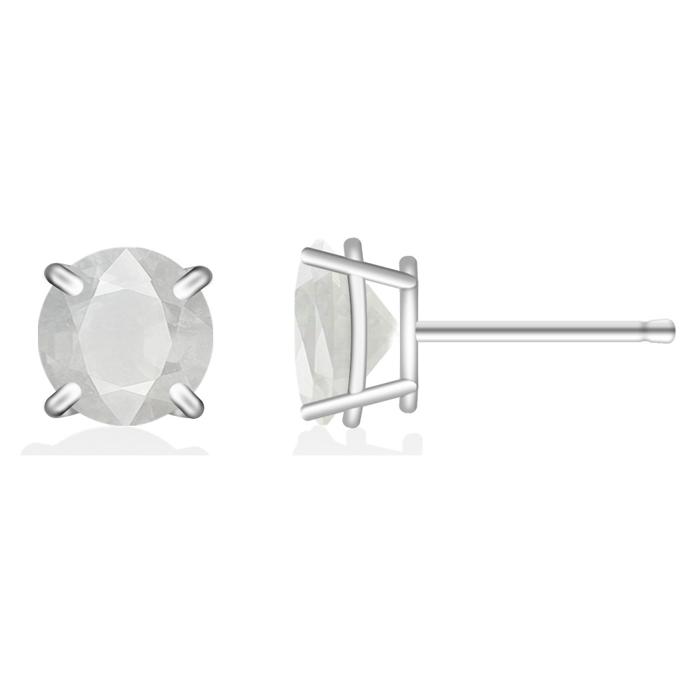 Round Stud .925 Sterling Silver Lab-Created 2ct. Birthstone Earrings - June/Opal