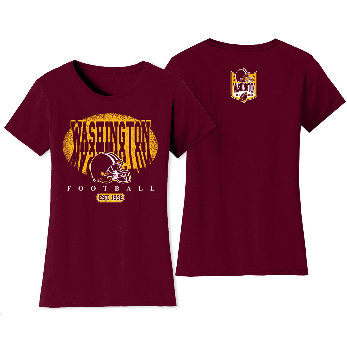 Women's Football Shadow T-Shirt - Washington - Burgundy / S