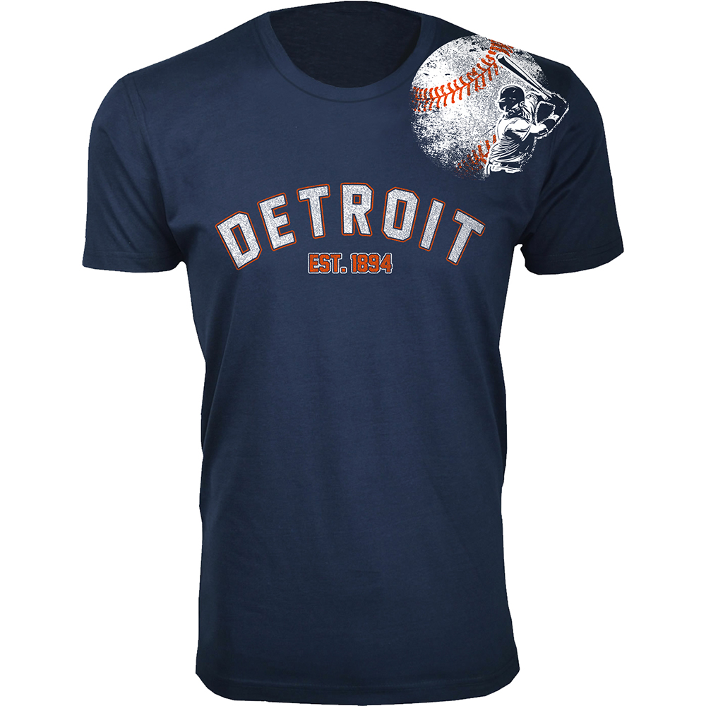 Men's Batter-up Baseball T-Shirt - Detroit - Navy / 2XL