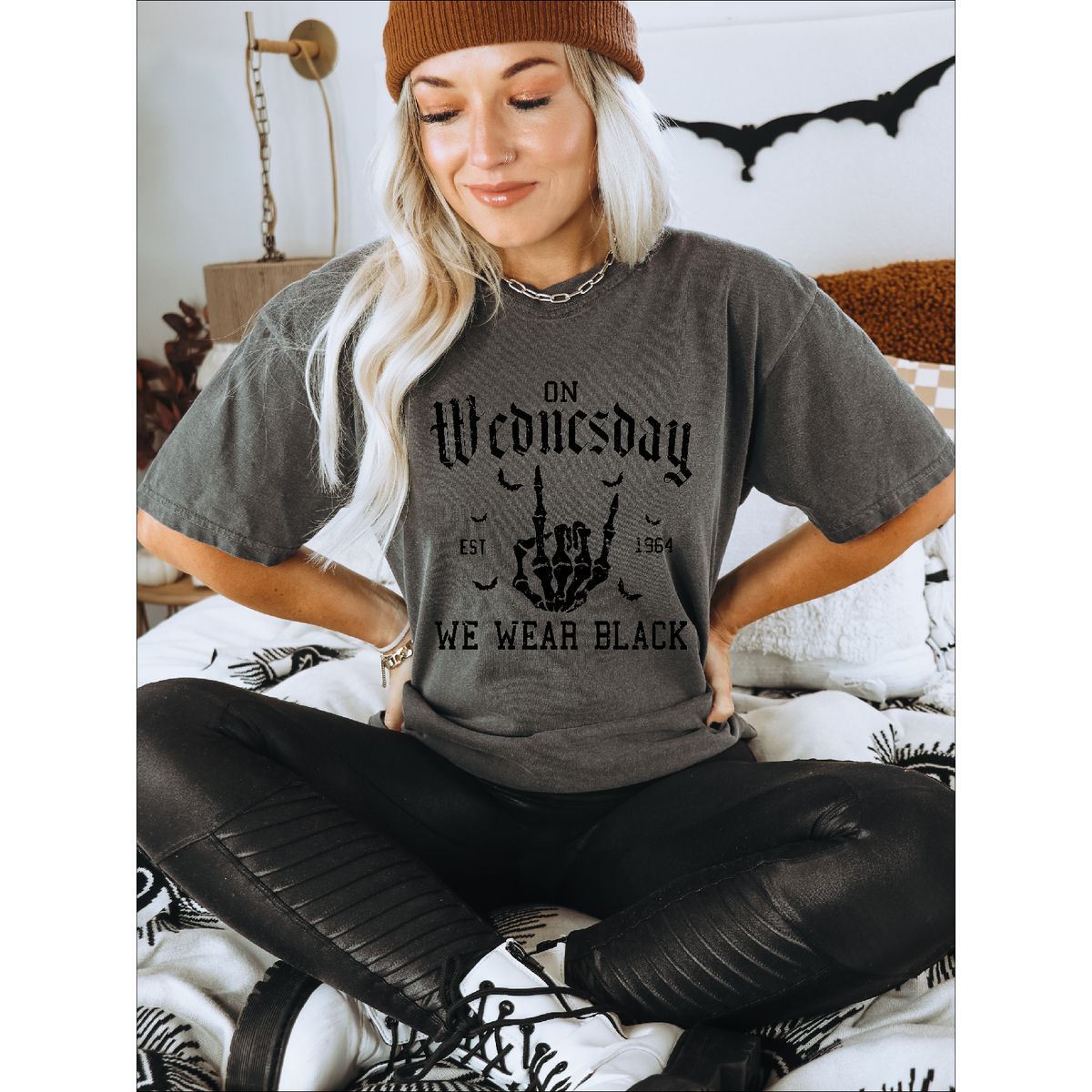 Women's 'On Wednesday We Wear Black' Graphic T-Shirt - Black / S