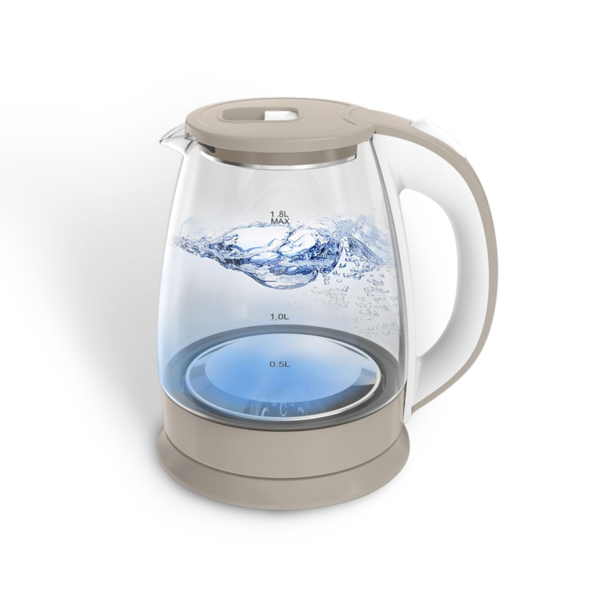 1.8-Liter Colorful Electric Glass Kettle - Apricot