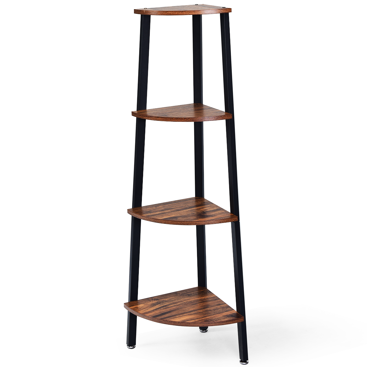 4-Tier Corner Bookcase  - 4-Tier Shelf Black