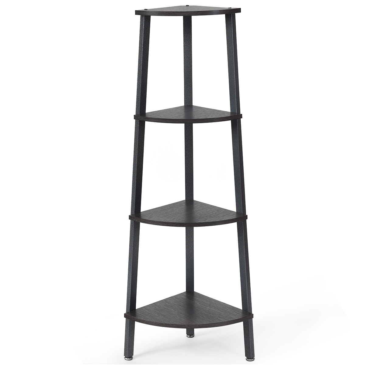4-Tier Corner Bookcase  - 4-Tier Shelf Grey