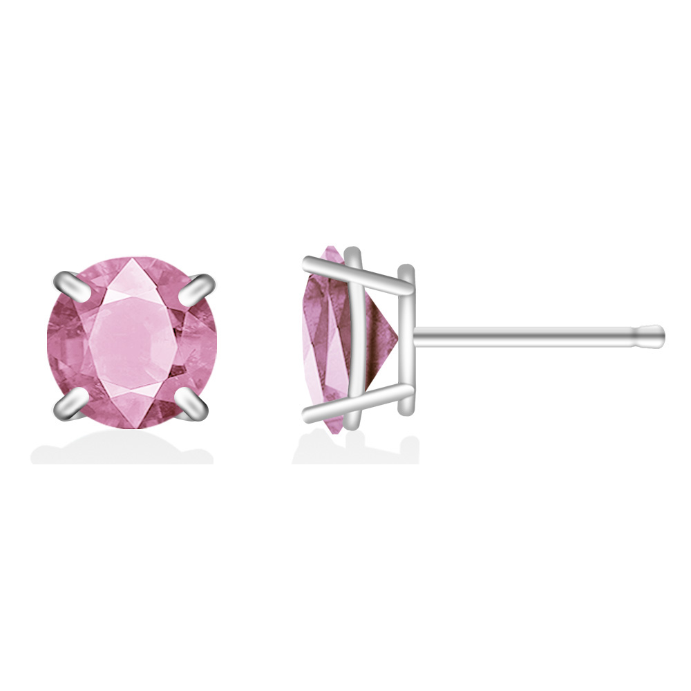 Round Stud .925 Sterling Silver Lab-Created 2ct. Birthstone Earrings - October/Tourmaline