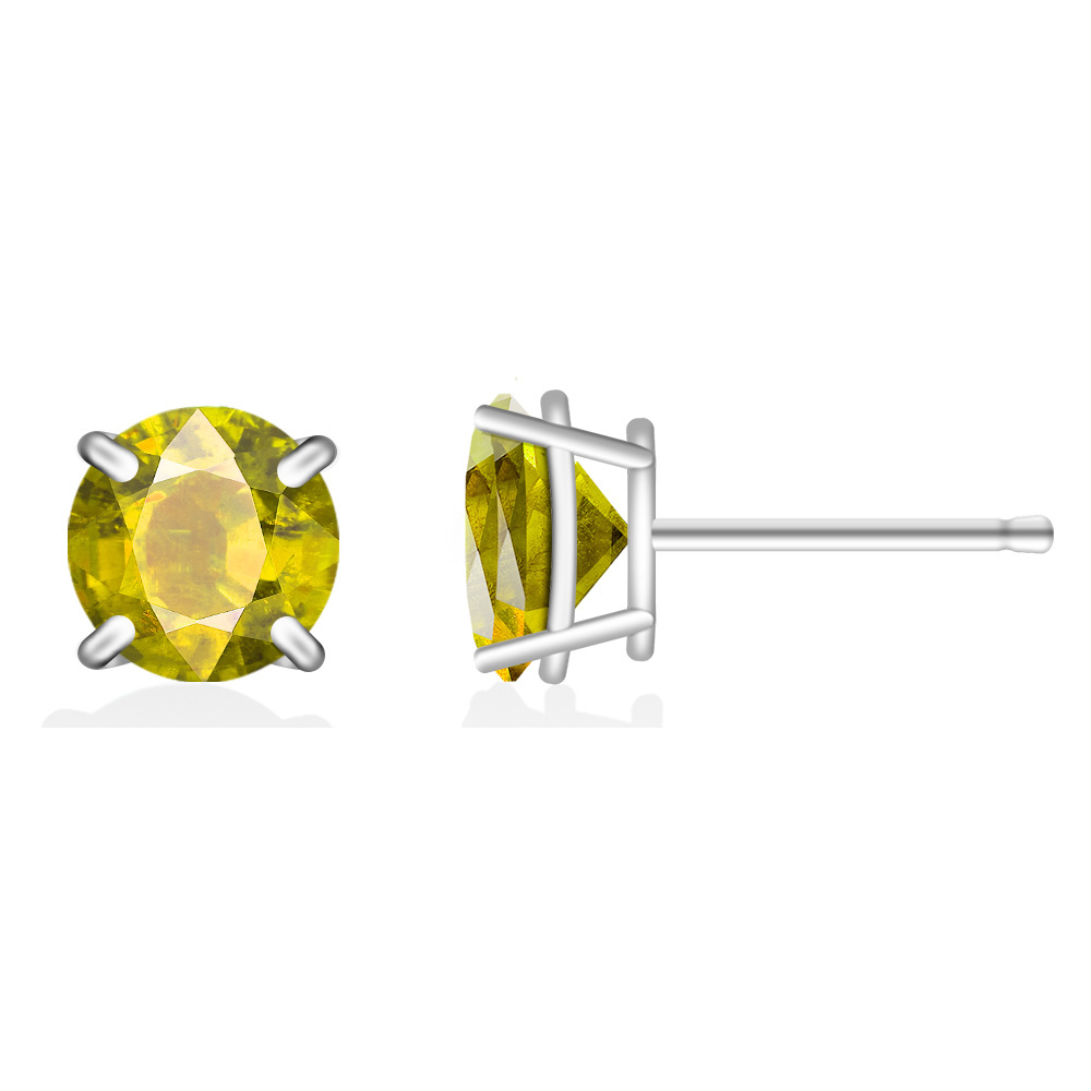 Round Stud .925 Sterling Silver Lab-Created 2ct. Birthstone Earrings - November/Topaz